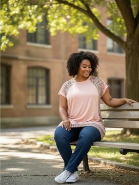NWT: BloomChic size 22/24  Plus Pink Short-Sleeve Top